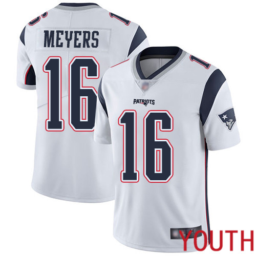New England Patriots Football #16 Vapor Untouchable Limited White Youth Jakobi Meyers Road NFL Jersey->youth nfl jersey->Youth Jersey